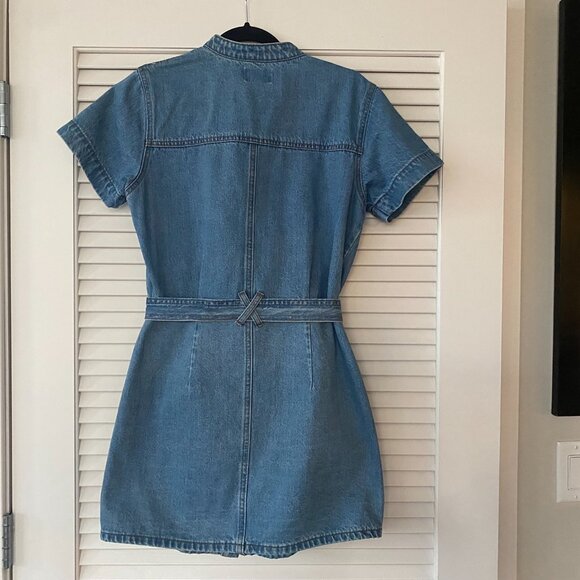 Bardot x Anthropologie Button-Front Denim Mini Dress, Size 6 - Picture 2 of 8